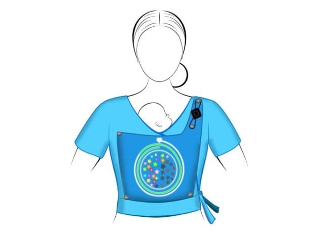 Concept illustration: KangaGrow's light-up interface built into a kangaroo care sling