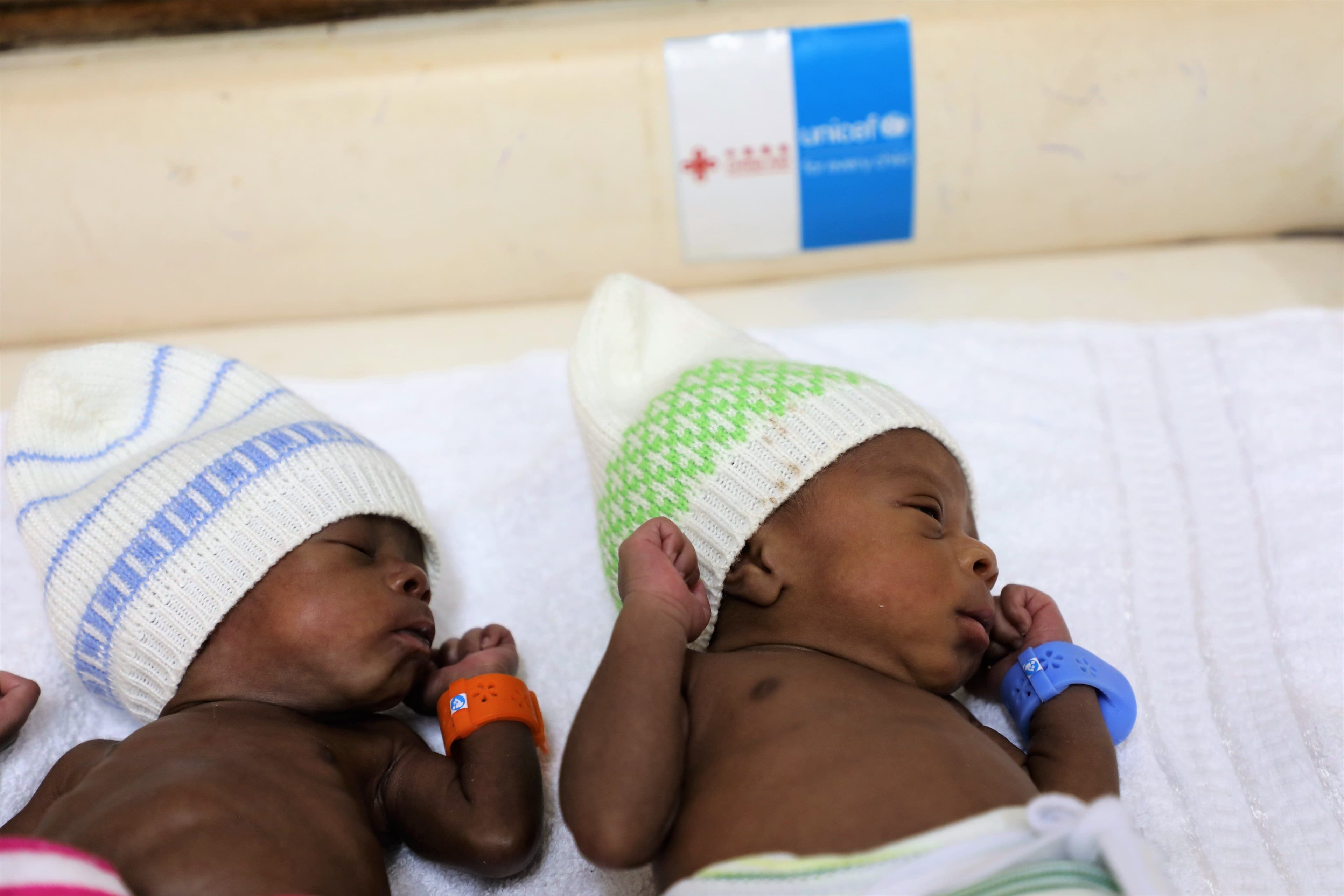 Babies wearing BEMPU TempWatch in a UNICEF program in Cameroon